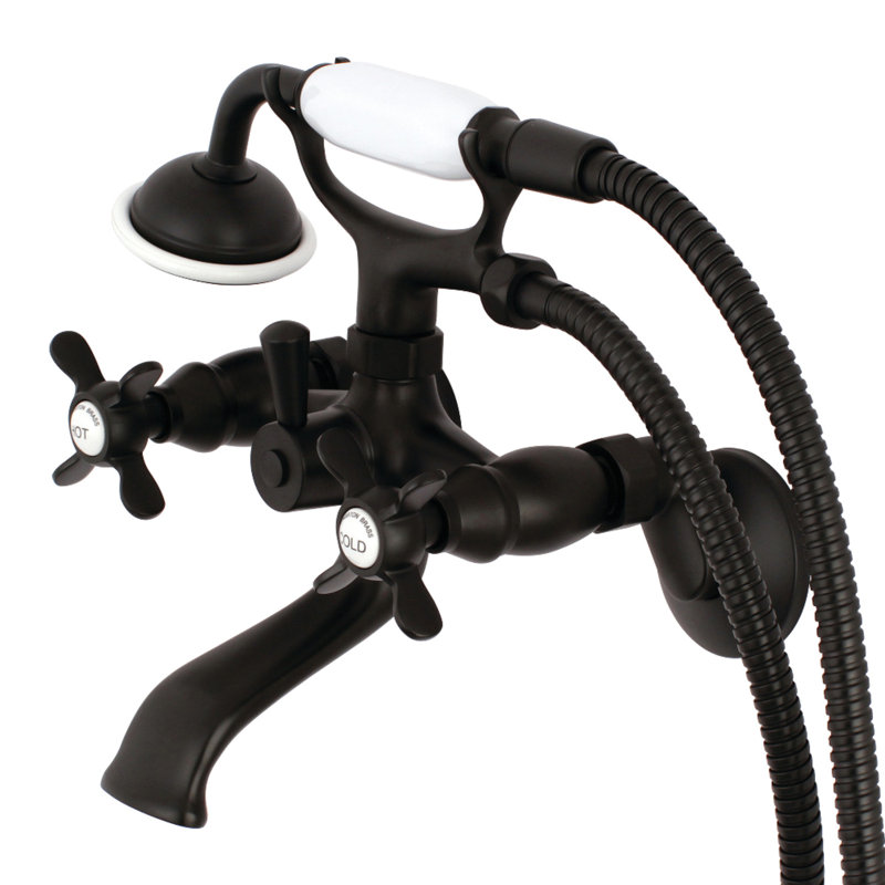 Kingston Brass Essex Triple Handle Wall Mounted Clawfoot Tub Faucet